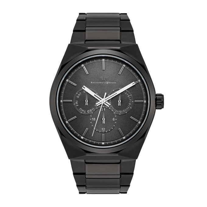 Herren Multifunktionsuhr schwarz Edelstahl schwarz