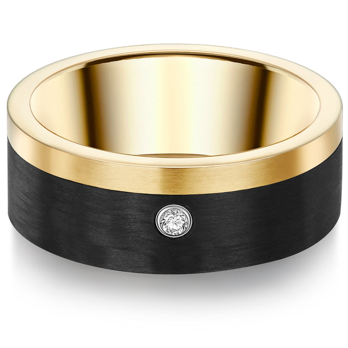 Ring Edelstahl gelbgold Zirkonia weiß