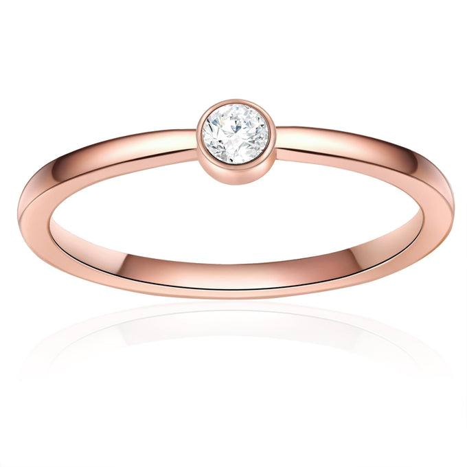 Ring Edelstahl roségold Zirkonia weiß