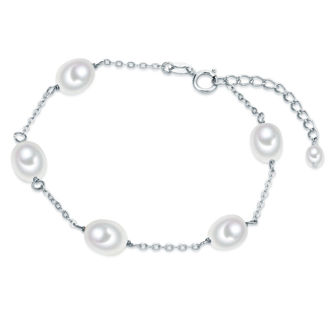 Armband Sterling Silber Süßwasser-Zuchtperle weiß