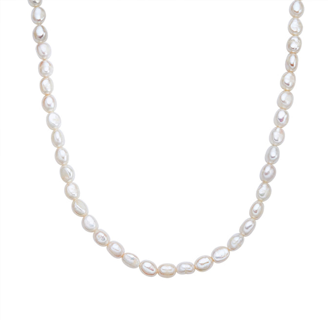 Kette Sterling Silber gelbgold Süßwasser-Zuchtperle weiß