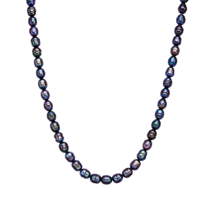 Kette Sterling Silber gelbgold Süßwasser-Zuchtperle pfauenblau