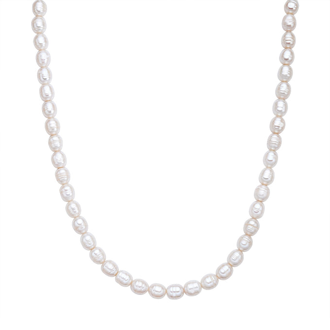 Kette Sterling Silber gelbgold Süßwasser-Zuchtperle weiß