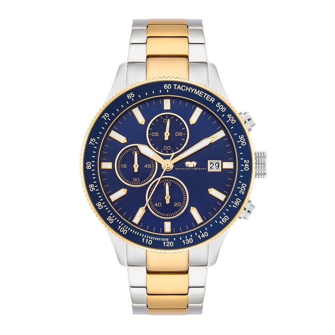 Herren Chronograph silber Edelstahl silber/gelbgold