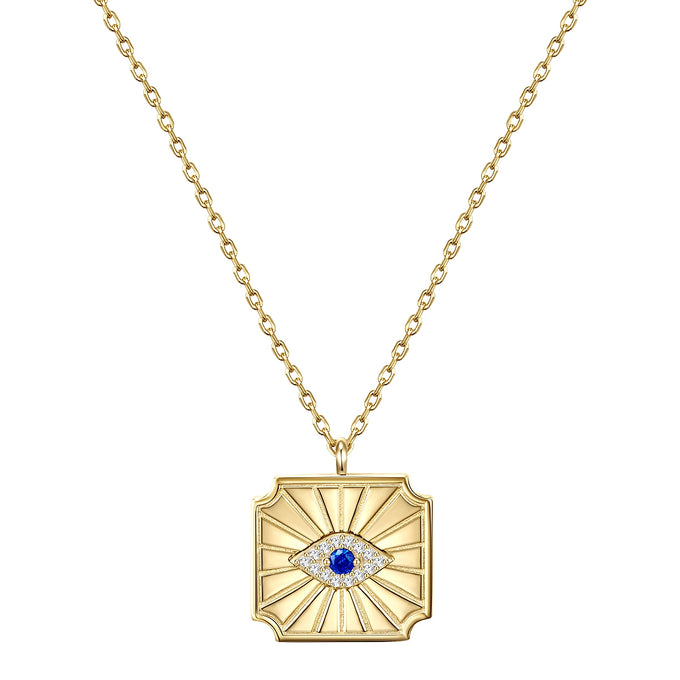 Kette mit Anhänger Sterling Silber gelbgold Zirkonia weiß Spinell (synth.) blau