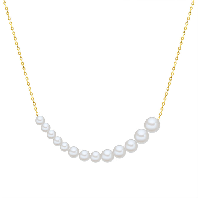Kette Sterling Silber gelbgold Süßwasser-Zuchtperle weiß
