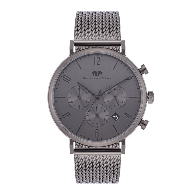 Herren Chronograph grau Edelstahl grau