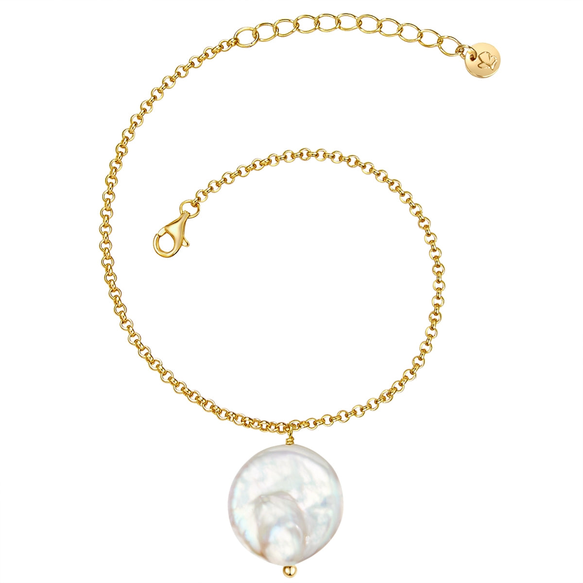 Armband Sterling Silber gelbgold Süßwasser-Zuchtperle weiß