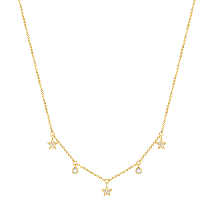Kette mit Anhänger Edelstahl gelbgold Preciosa weiß