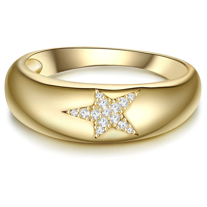 Ring Sterling Silber gelbgold Zirkonia weiß