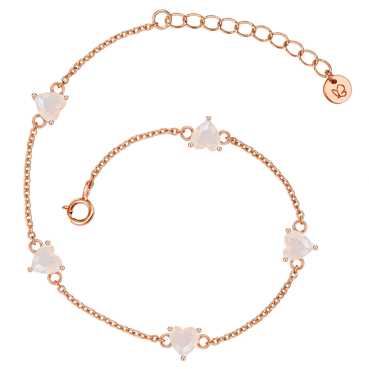 Armband Sterling Silber roségold Mondstein (synth.)