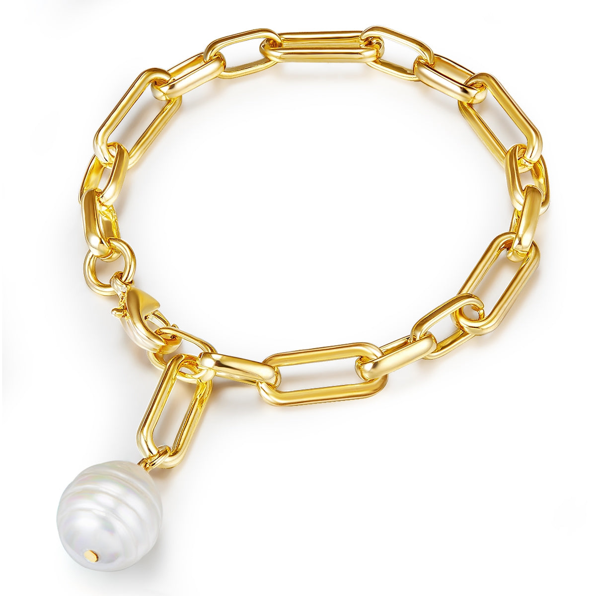 Armband gelbgold Muschelkernperle weiß
