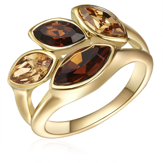 Ring gelbgold verziert mit Kristallen von Swarovski® Colorado Topas Hell Colorado Topas Dunkel