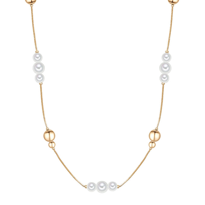Kette gelbgold Muschelkernperle weiß