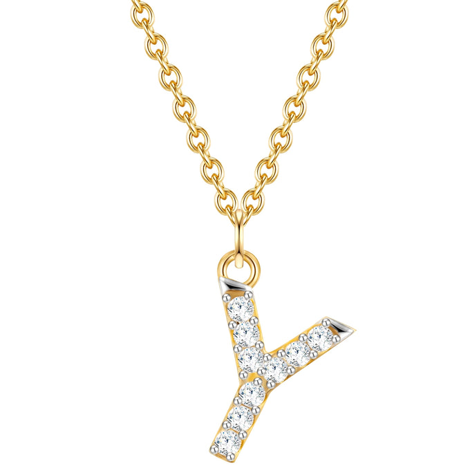 Kette mit Anhänger Sterling Silber gelbgold Zirkonia weiß