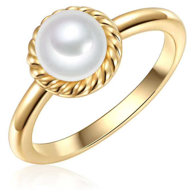 Ring Sterling Silber gelbgold Süßwasser-Zuchtperle weiß