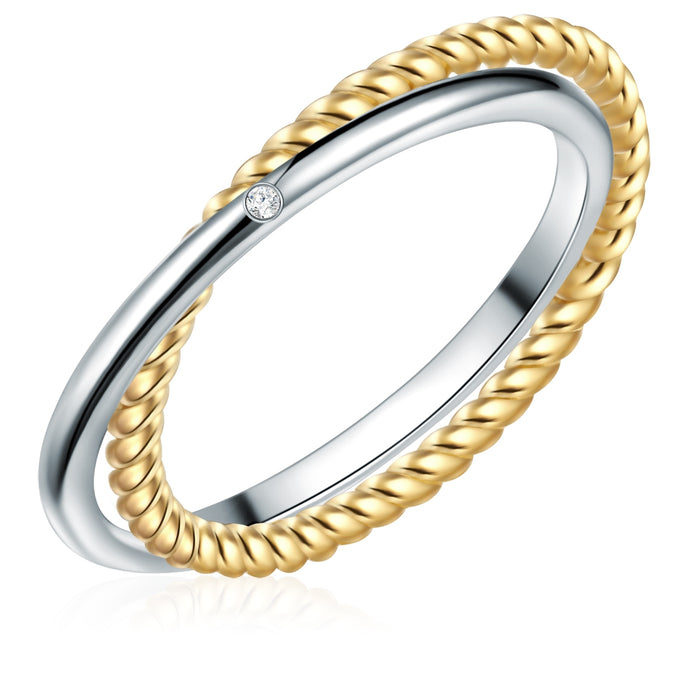 Ring Sterling Silber bicolor Diamant weiß