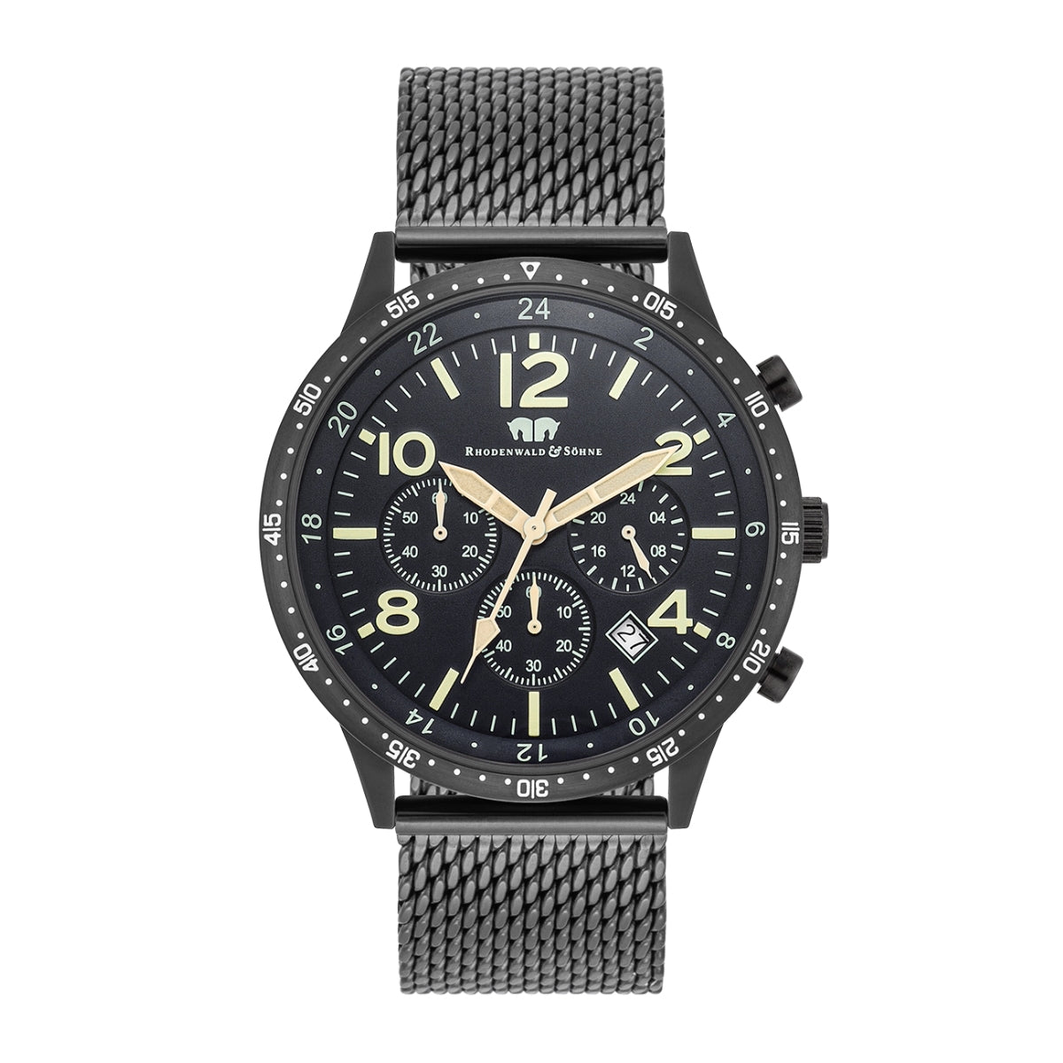 Herren Chronograph schwarz Edelstahl schwarz