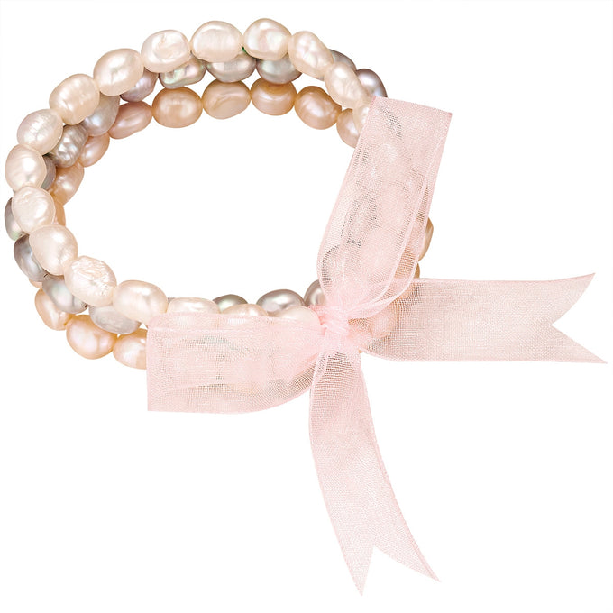 3er Set Armbänder Süßwasser-Zuchtperle multicolor