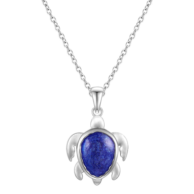 Kette mit Anhänger Sterling Silber Emaille blau