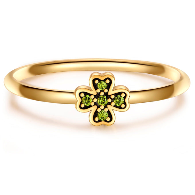 Ring Sterling Silber gelbgold Zirkonia grün