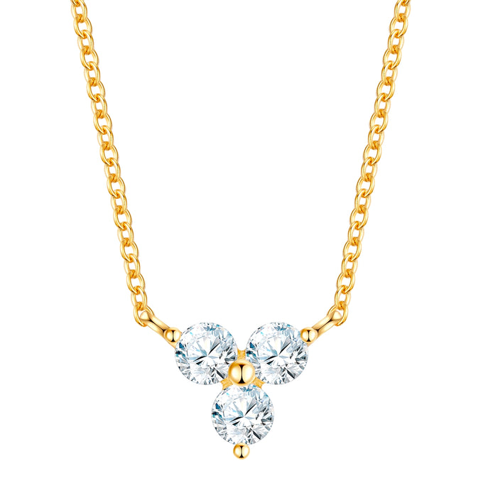 Kette mit Anhänger Sterling Silber gelbgold Zirkonia weiß