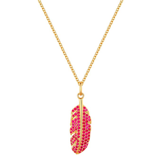 Kette mit Anhänger Sterling Silber gelbgold Korund (synth.) rot