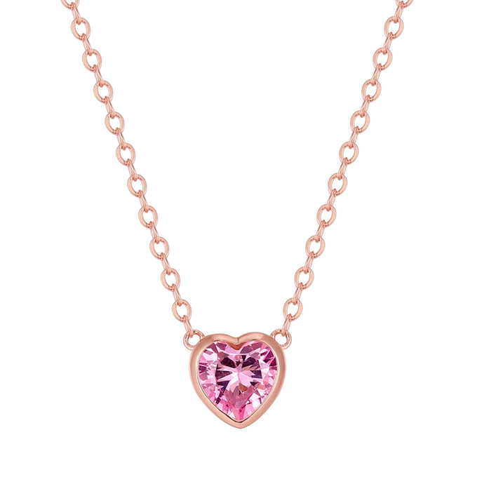 Kette mit Anhänger Sterling Silber roségold Zirkonia rosa