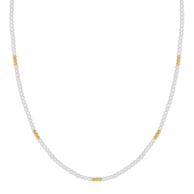 Kette gelbgold Perle (synth.) weiß