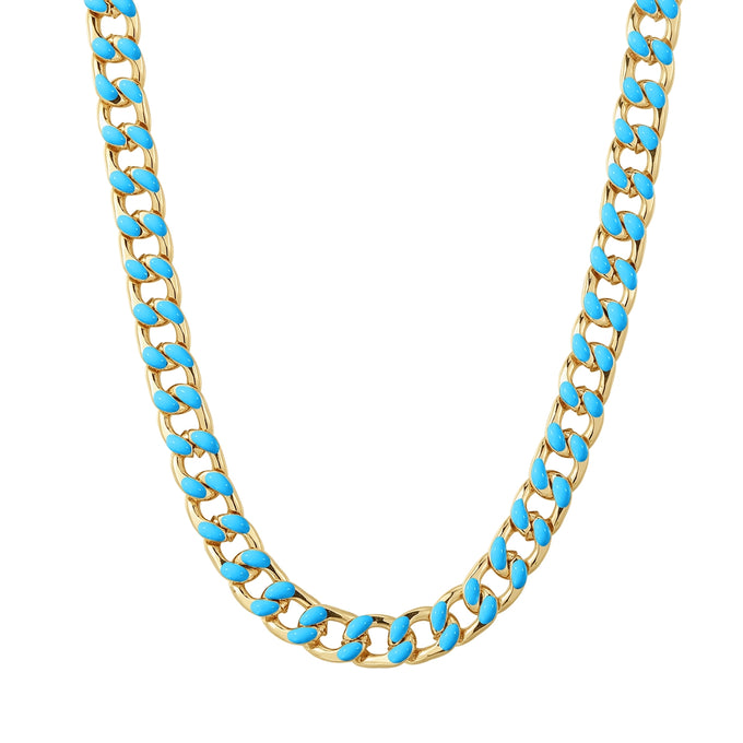 Kette gelbgold Emaille blau