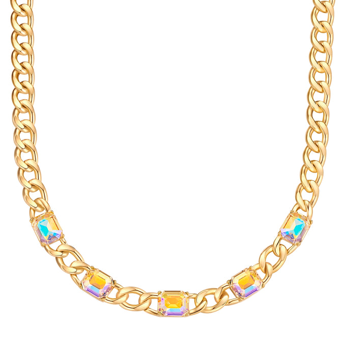Kette gelbgold Glas weiß