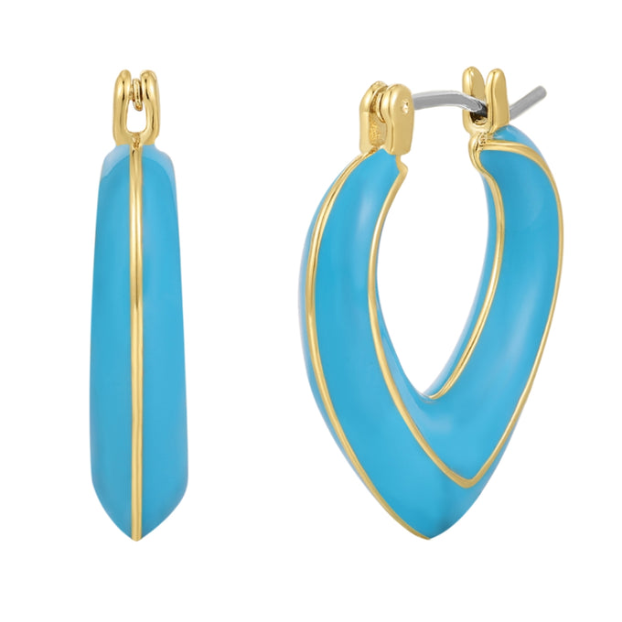 Creolen gelbgold Emaille hellblau