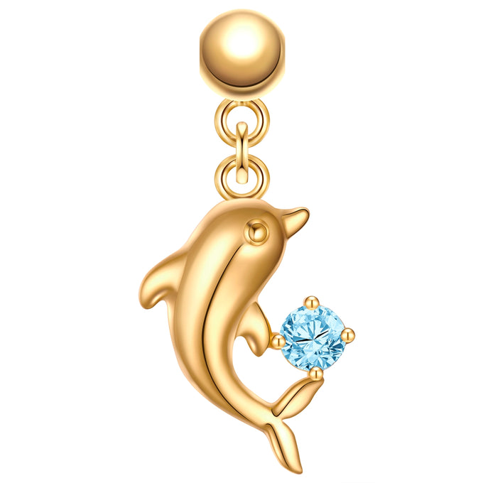 Charm Sterling Silber gelbgold Zirkonia blau