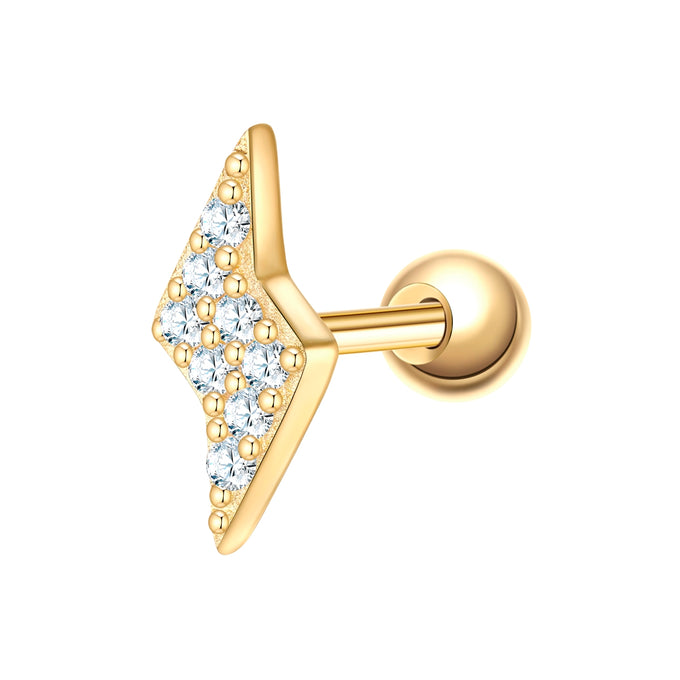 Piercing Sterling Silber gelbgold Zirkonia weiß