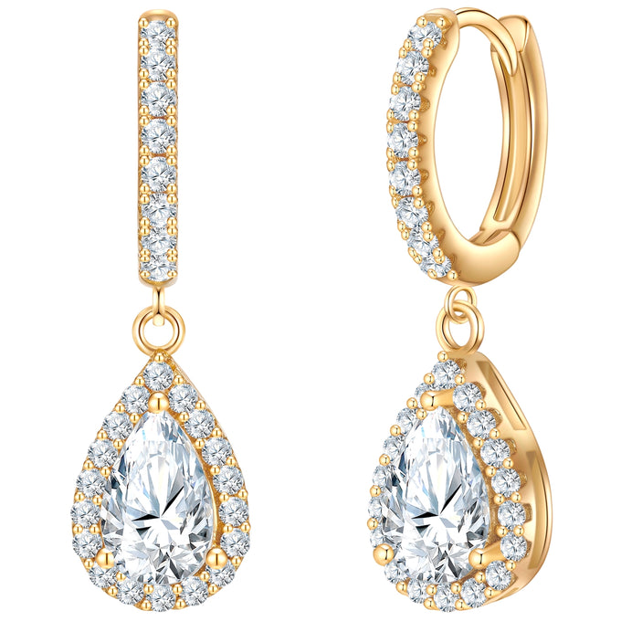 Creolen Sterling Silber gelbgold Zirkonia weiß