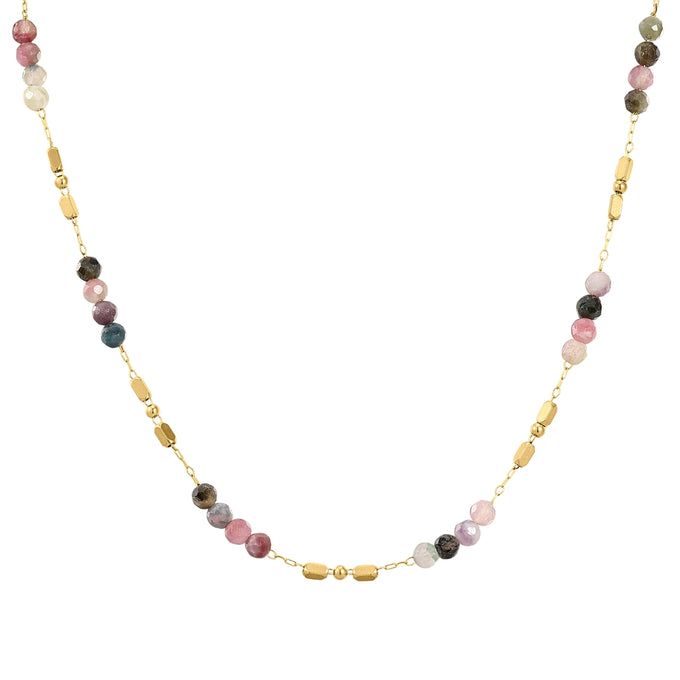 Kette Edelstahl gelbgold Turmalin multicolor