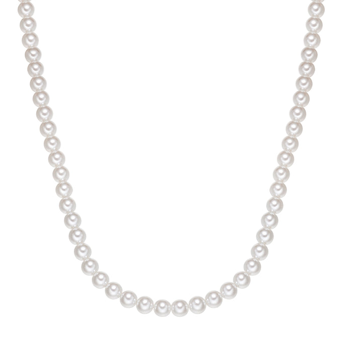 Kette Edelstahl schwarz Perle (synth.) weiß