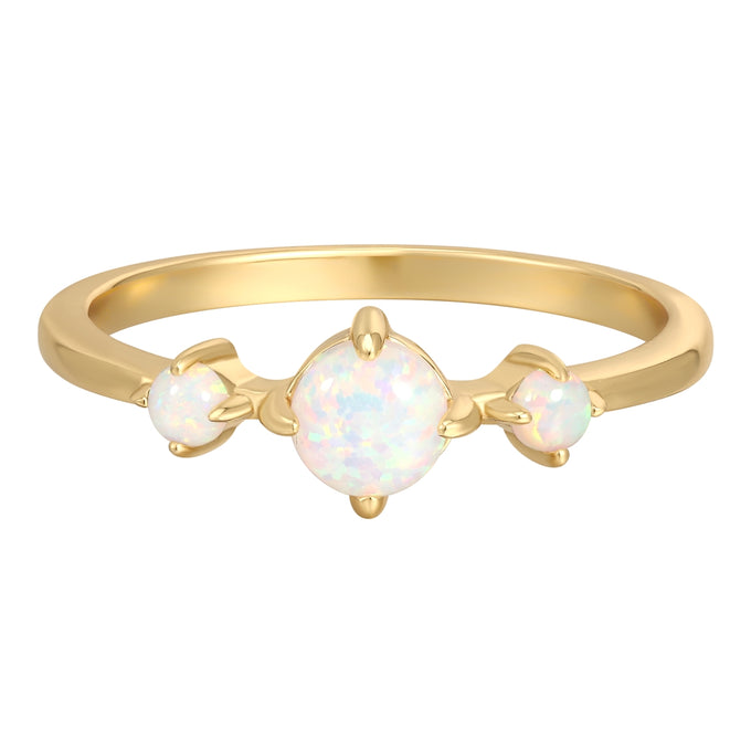 Ring Sterling Silber gelbgold Opal (synth.) weiß