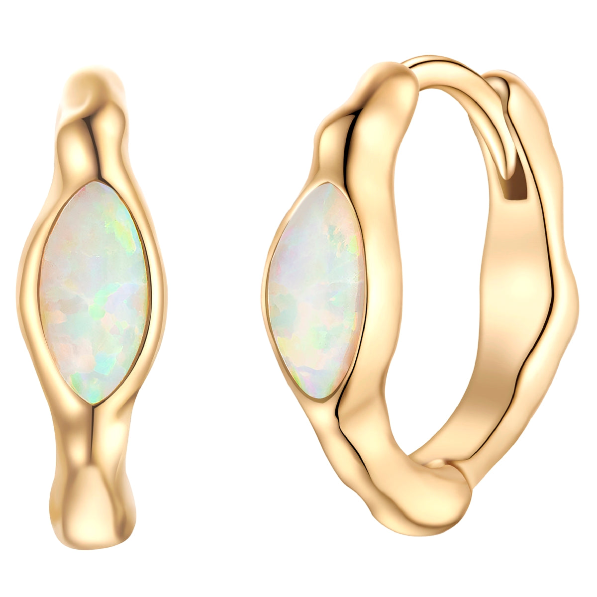 Creolen Sterling Silber gelbgold Opal weiß