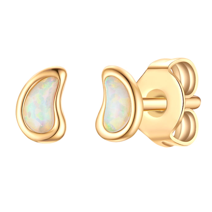 Ohrstecker Sterling Silber gelbgold Opal weiß