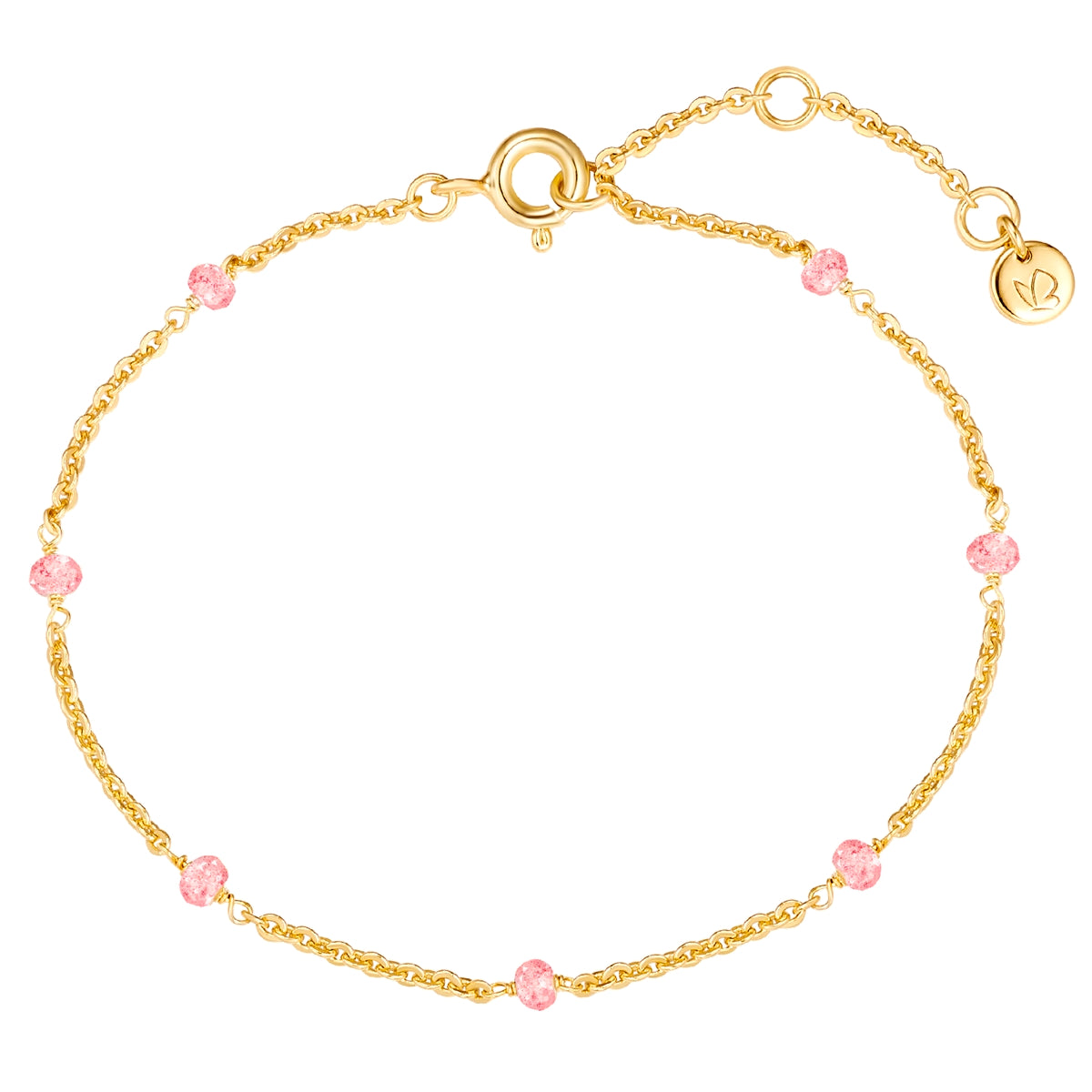 Armband Sterling Silber gelbgold Erdbeerquarz