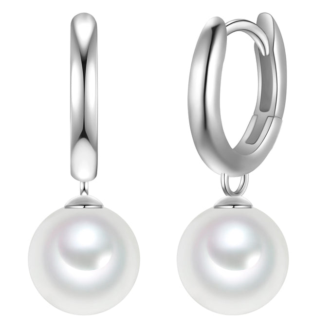 Creolen Sterling Silber Muschelkernperle weiß