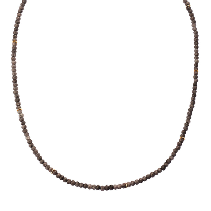 Kette Sterling Silber gelbgold Chalcedon grau