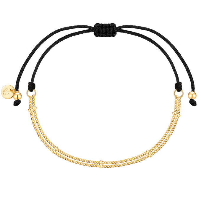 Armband Sterling Silber gelbgold Textil (schwarz)