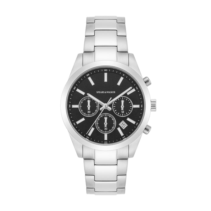 Herren Chronograph silber Edelstahl silber