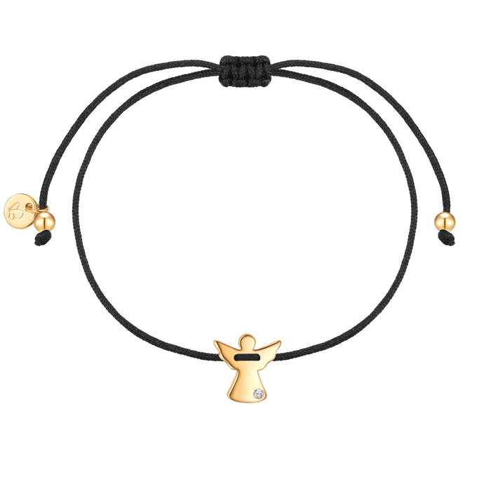 Armband Sterling Silber gelbgold Textil (schwarz) Lab Grown Diamond weiß