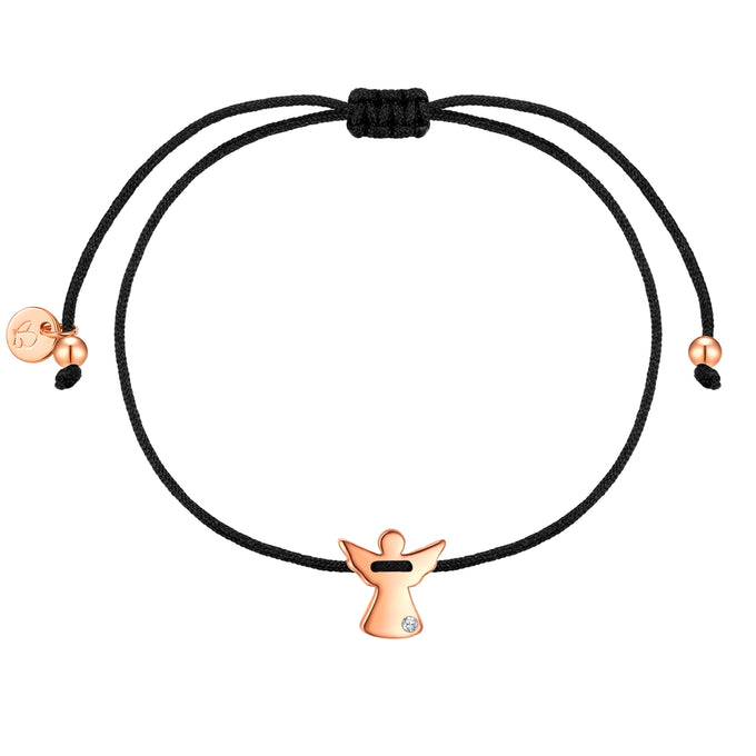 Armband Sterling Silber roségold Textil (schwarz) Lab Grown Diamond weiß