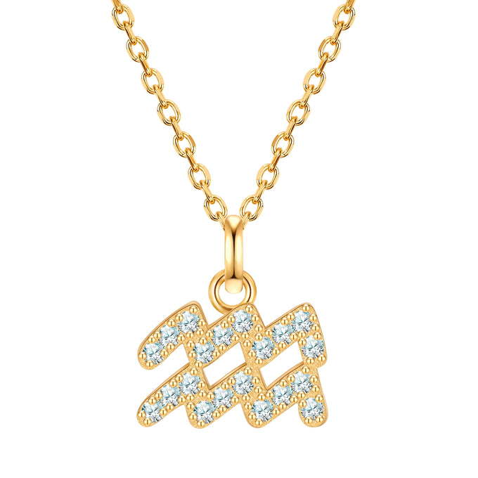 Kette mit Anhänger Sterling Silber gelbgold Zirkonia weiß