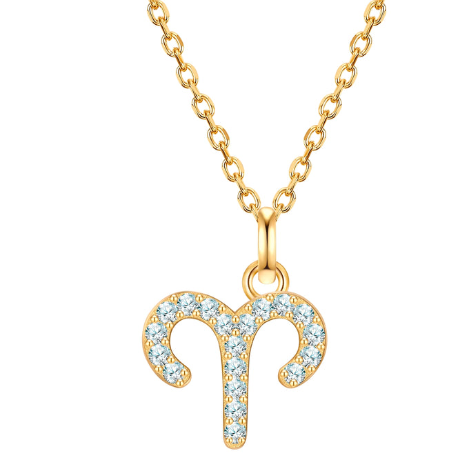 Kette mit Anhänger Sterling Silber gelbgold Zirkonia weiß