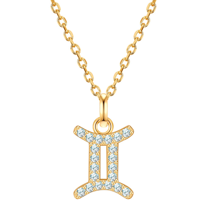 Kette mit Anhänger Sterling Silber gelbgold Zirkonia weiß